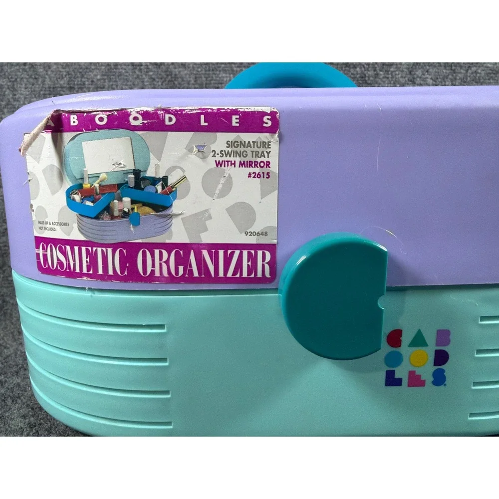 Vintage Caboodles 2615 Signature 2-Swing Tray Cosmetic Organizer Purple Teal 90s